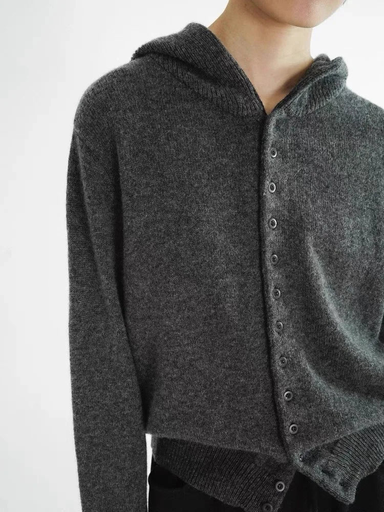 2025 Autumn/Winter new hooded cardigan women 100% pure cashmere sweater, European thick hooded autumn knitted jacket