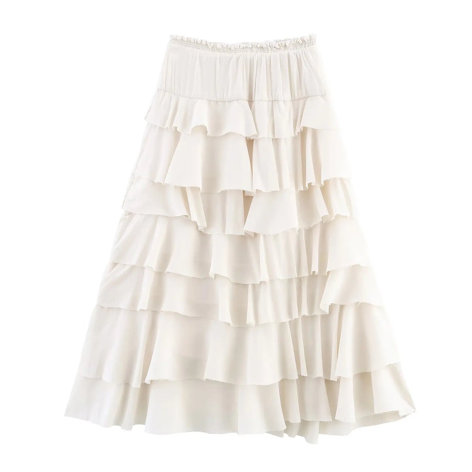 2025 new women's clothing European and American style temperament cake skirt layered decoration mid-waist midi skirt