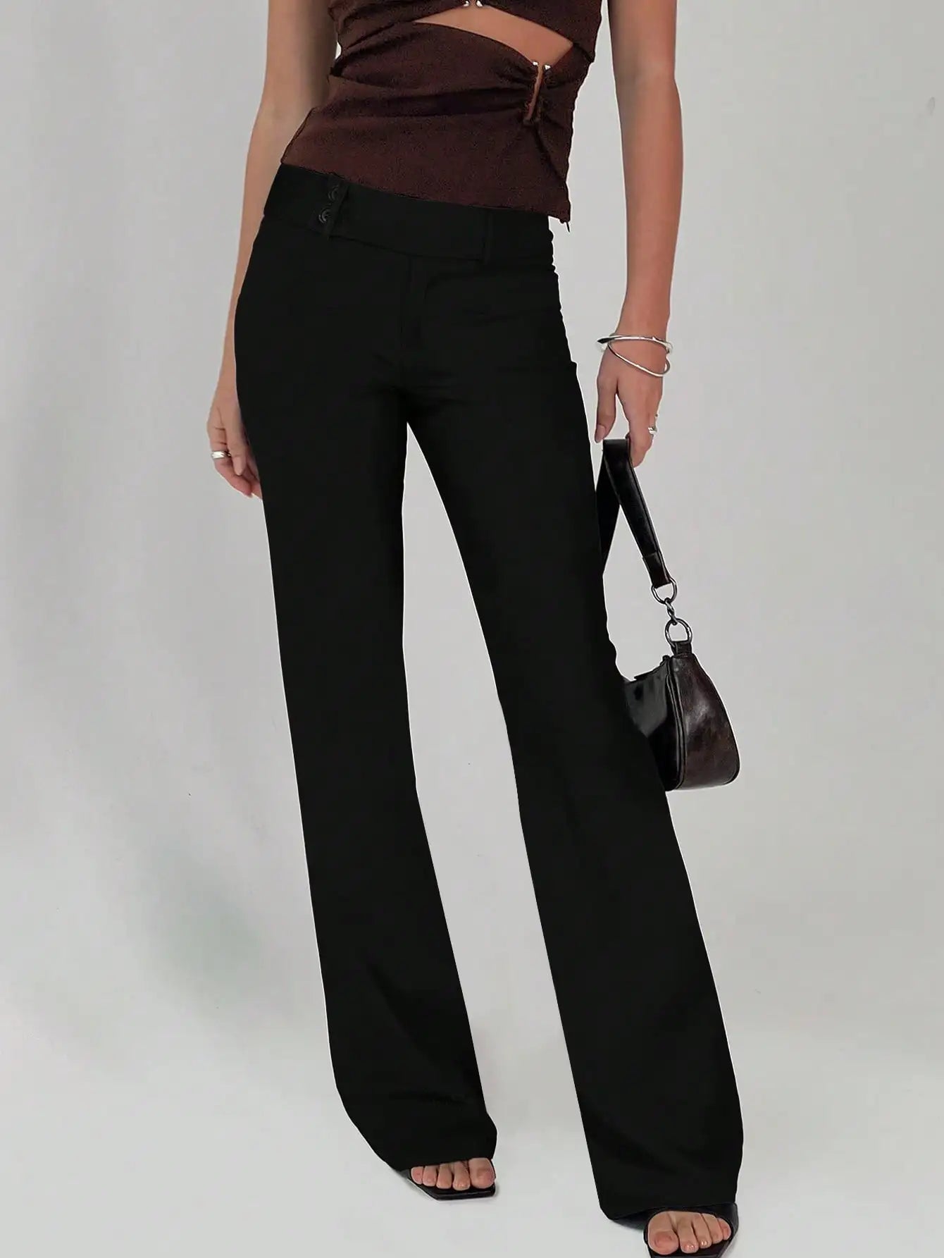 Women Low Drop Waist Casual Work Business