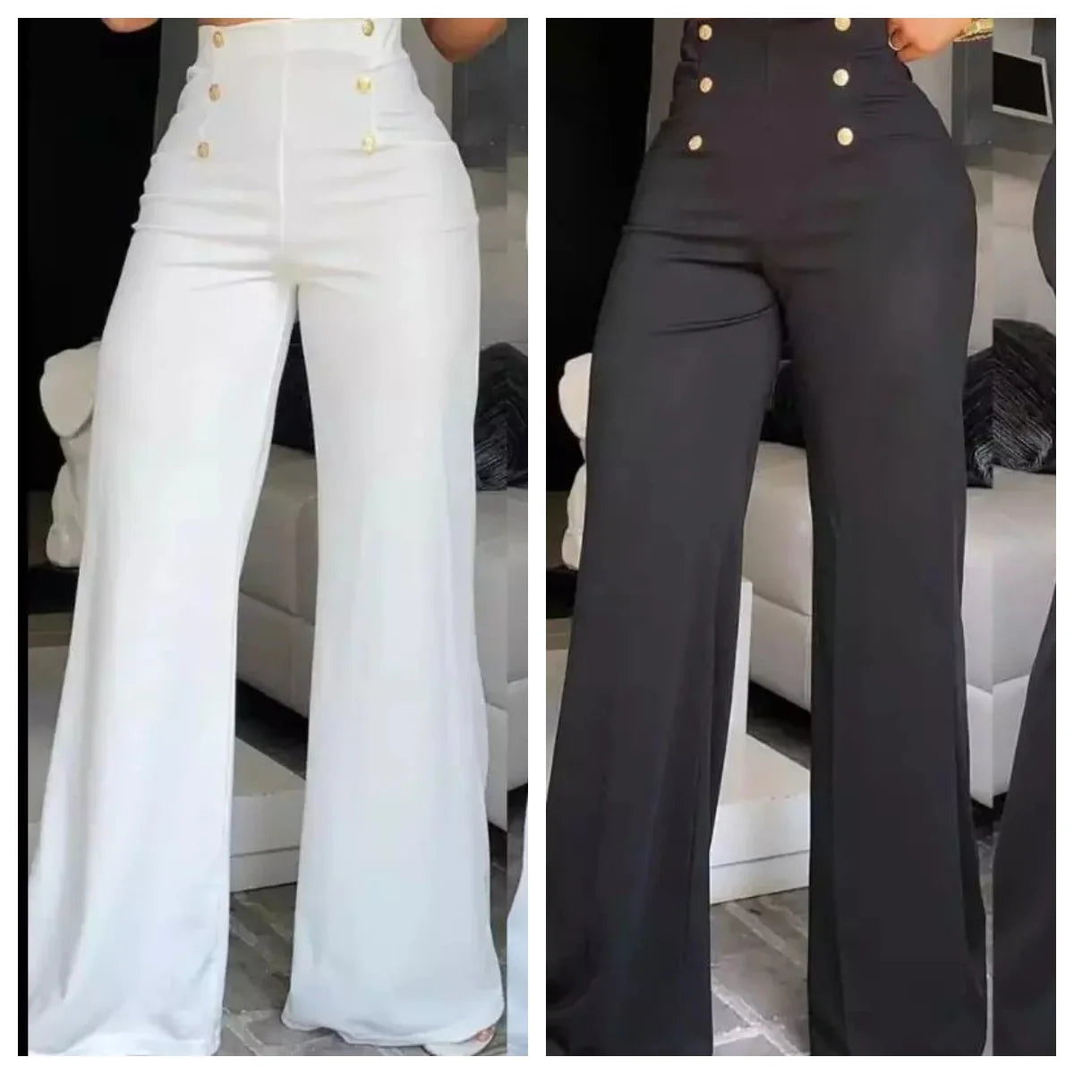 Elegant High Waist Wide Leg Bootcut Pants Summer European & American Fashion Simple Women's Flared Trousers